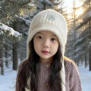 儿童帽子女孩毛线帽冬季保暖护耳针织帽洋气2025新款女童防寒户外