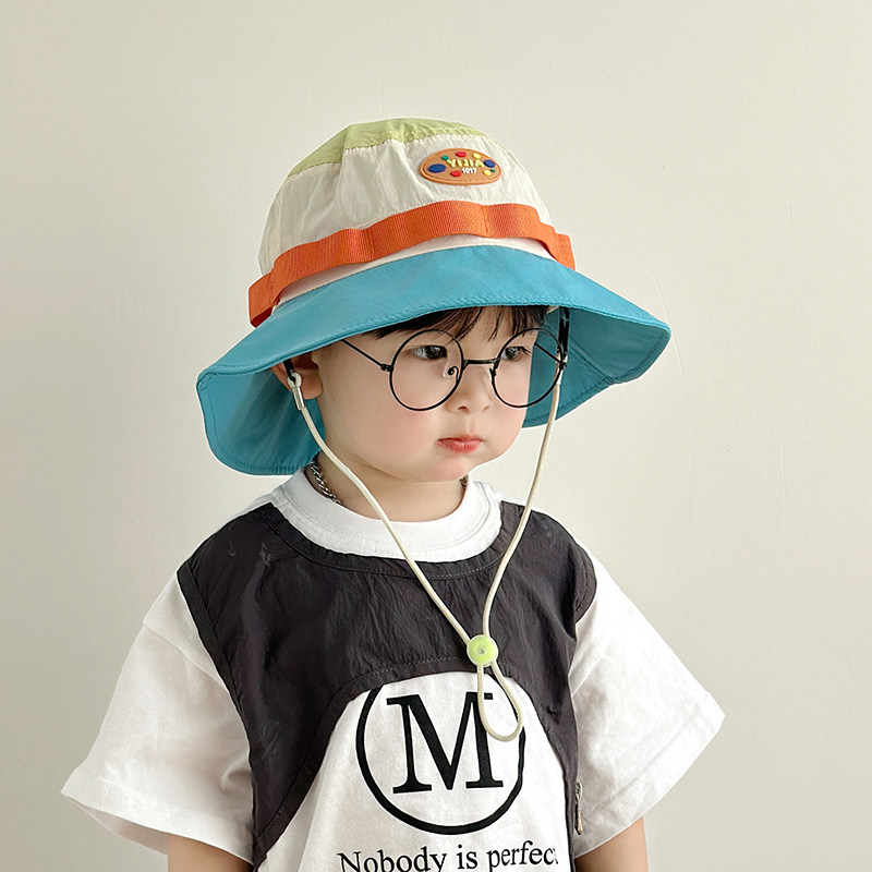 儿童防晒帽子夏季男孩男童速干户外渔夫帽遮阳薄款透气太阳帽洋气