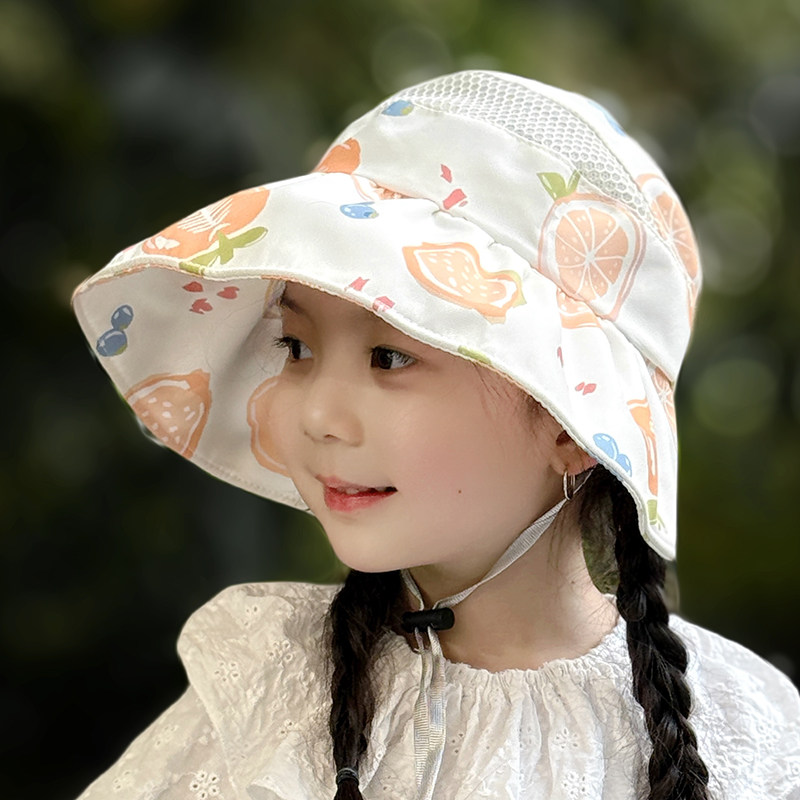儿童防晒帽女孩夏季大帽檐遮阳帽户外防紫外线女童太阳帽宝宝帽子