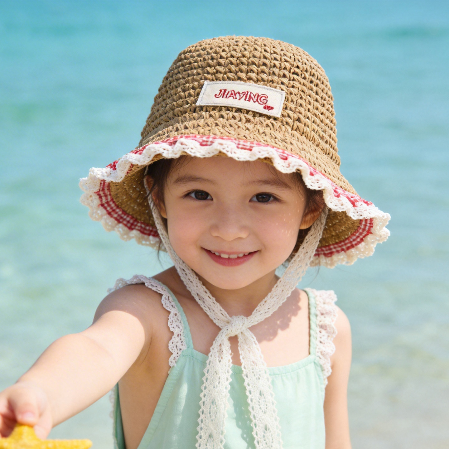 儿童帽子女孩2026新款草帽夏季遮阳女童户外海边沙滩帽防晒大帽檐