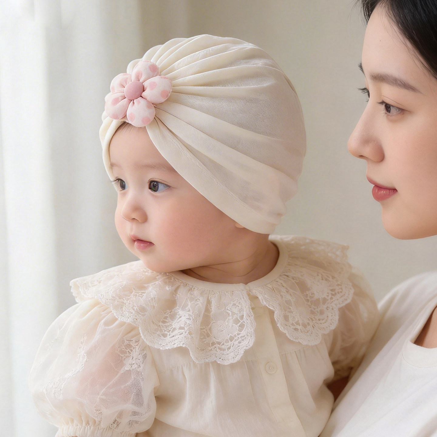 婴儿帽子夏薄款女宝宝胎帽