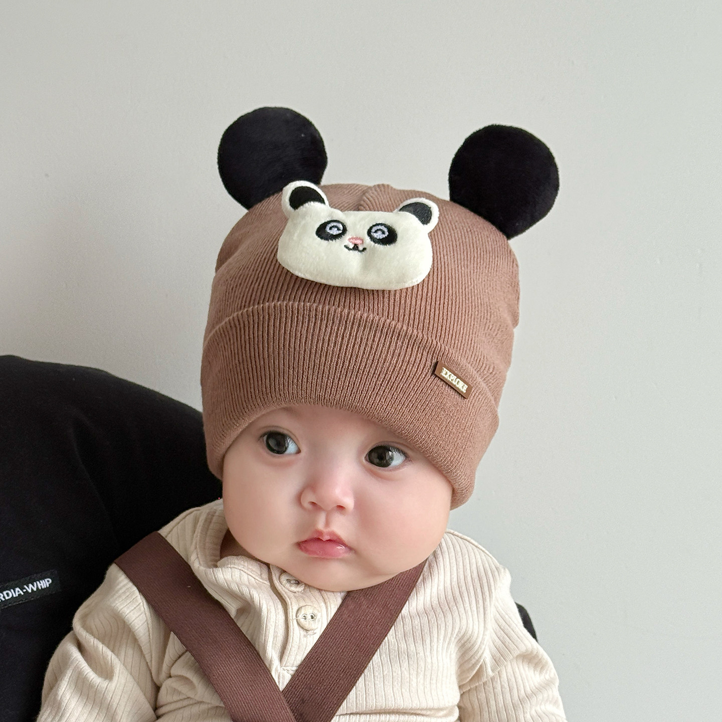 婴儿帽子秋冬毛线帽可爱超萌0到3个月小月龄宝宝针织帽婴幼儿洋气