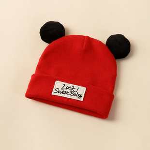 婴婴儿帽子秋冬季宝宝毛线帽可爱超萌保暖针织帽6到12个月小月龄