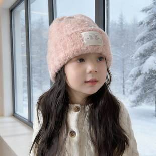 女童帽子2025新款秋冬季儿童毛线帽洋气时髦女孩保暖护耳防寒外出
