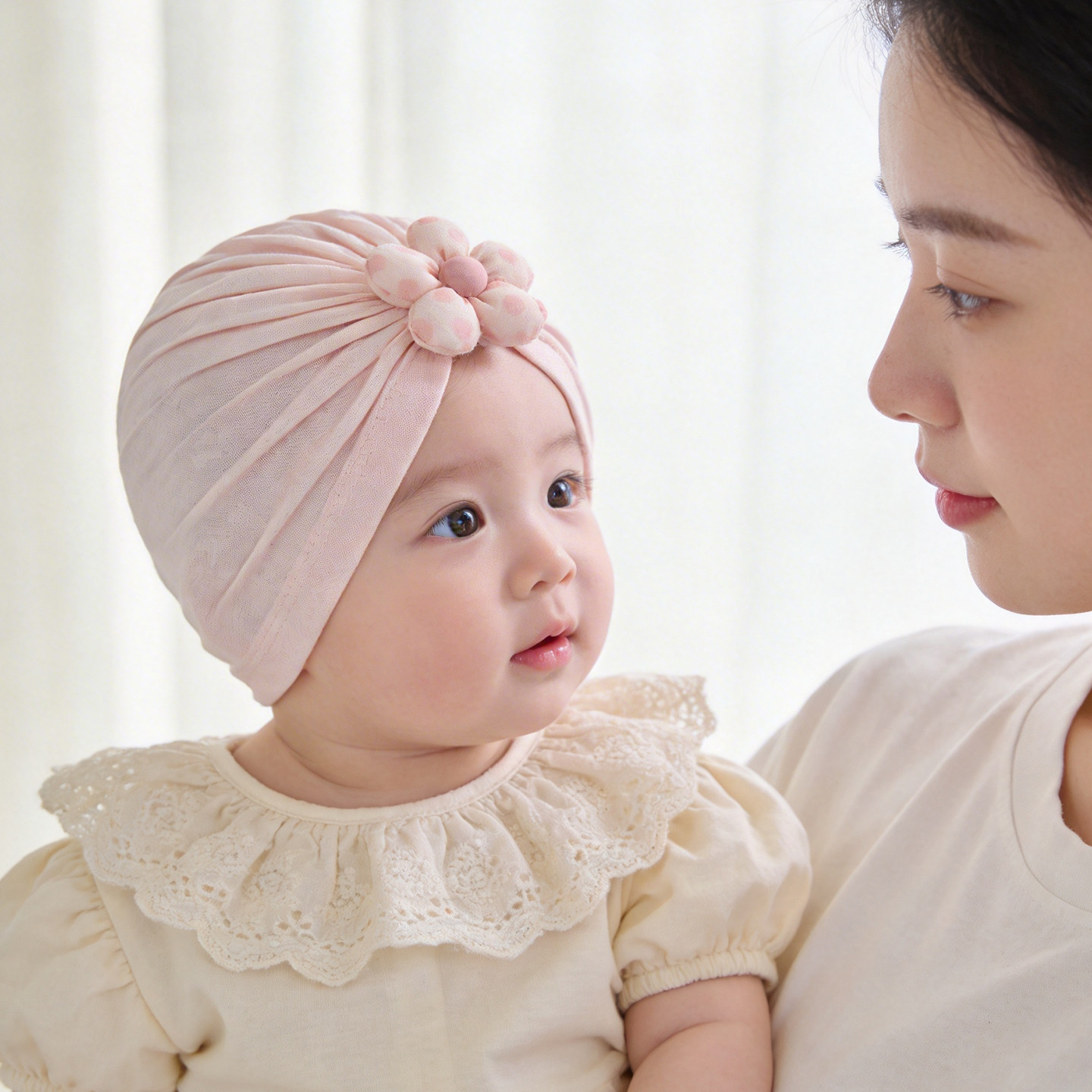 婴儿帽子夏薄款女宝宝胎帽