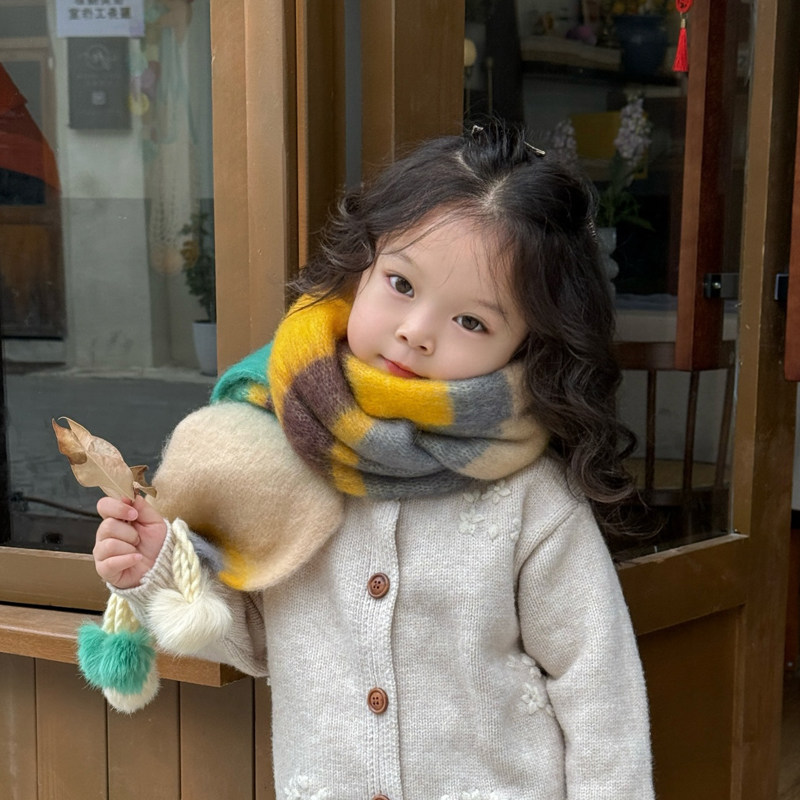 儿童围巾秋冬季保暖围脖女孩女童御寒2024新款宝宝男孩男童针织