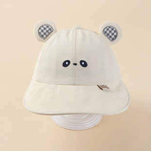 宝宝帽子春秋季薄款速干大帽檐遮阳帽可爱超萌一岁儿童渔夫帽防晒