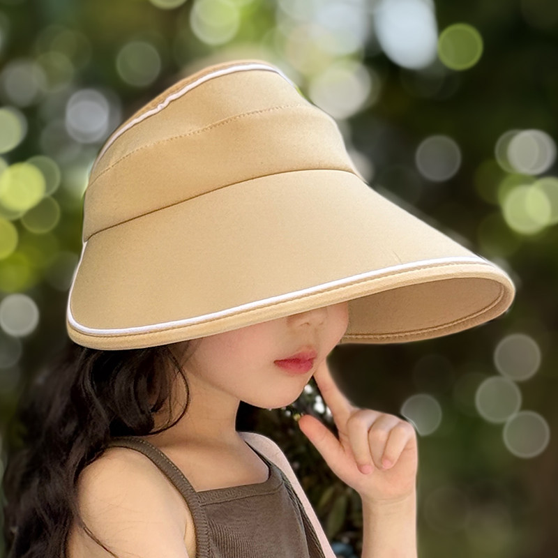 儿童帽子女孩遮阳帽户外大帽檐防紫外线防晒帽洋气女童太阳帽韩版
