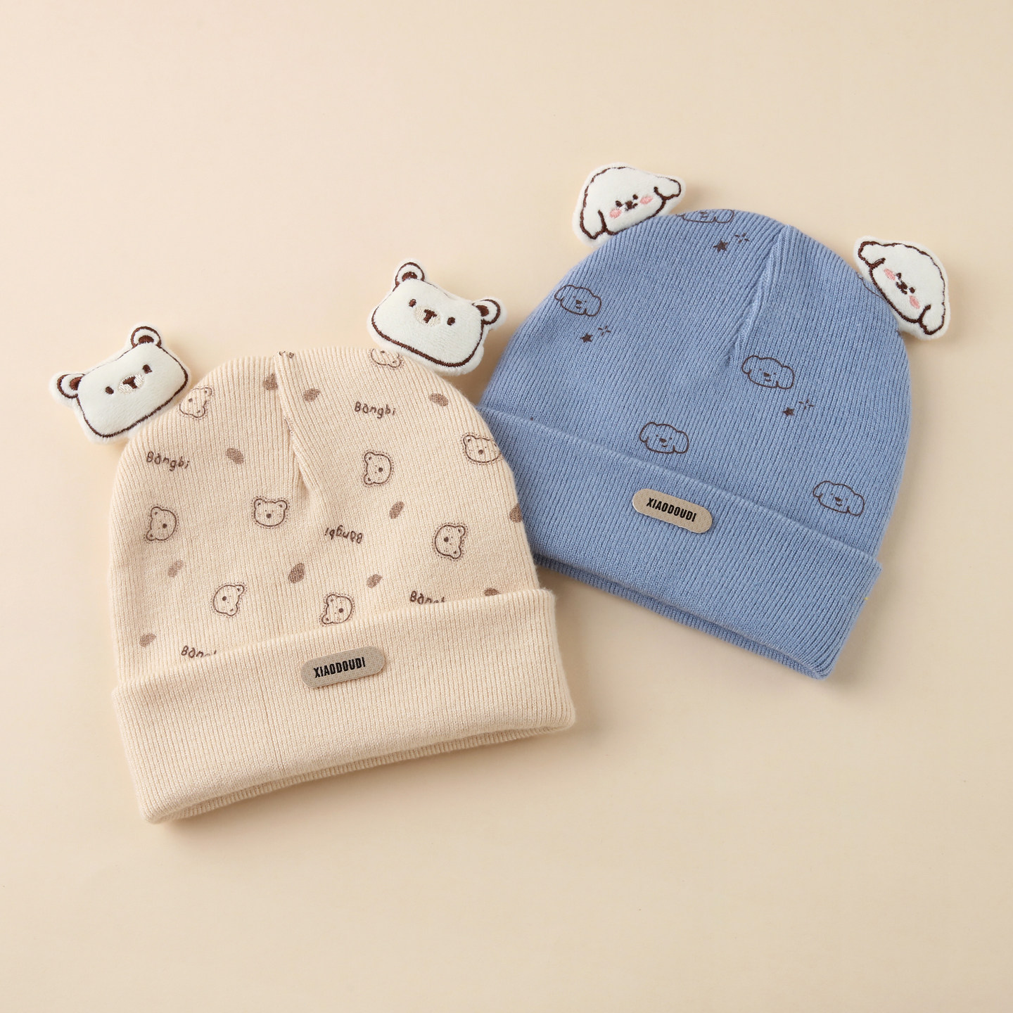 婴儿帽子秋冬季宝宝针织帽洋气可爱0到3个月毛线帽保暖婴幼儿男宝