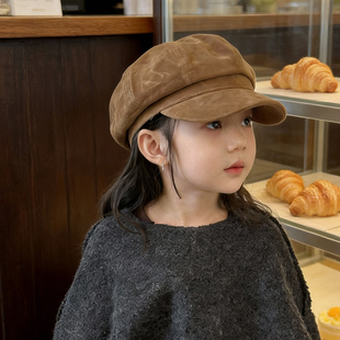 儿童帽子2025新款女孩秋冬季八角帽洋气时髦女童贝雷帽洋气韩版潮
