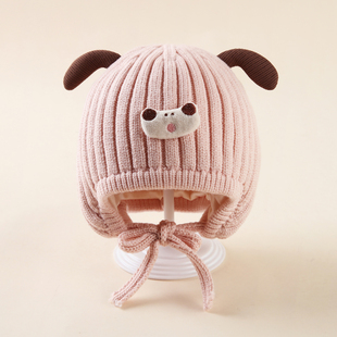 婴儿帽子0到3个月秋冬季毛线帽可爱洋气冬天保暖宝宝针织帽女宝