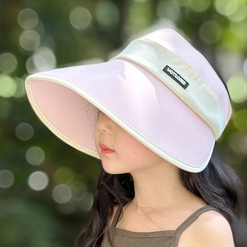 儿童防晒帽子夏季大檐女童太阳帽薄款遮脸防紫外线女孩遮阳空顶帽