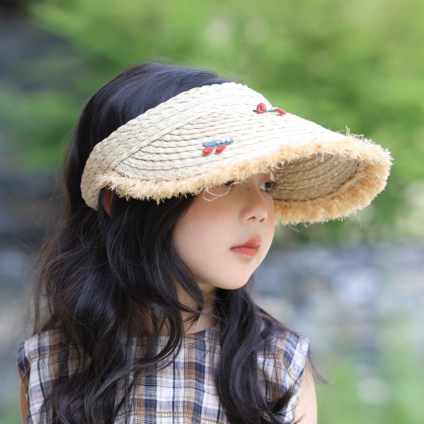 儿童帽子女孩户外空顶防晒帽夏