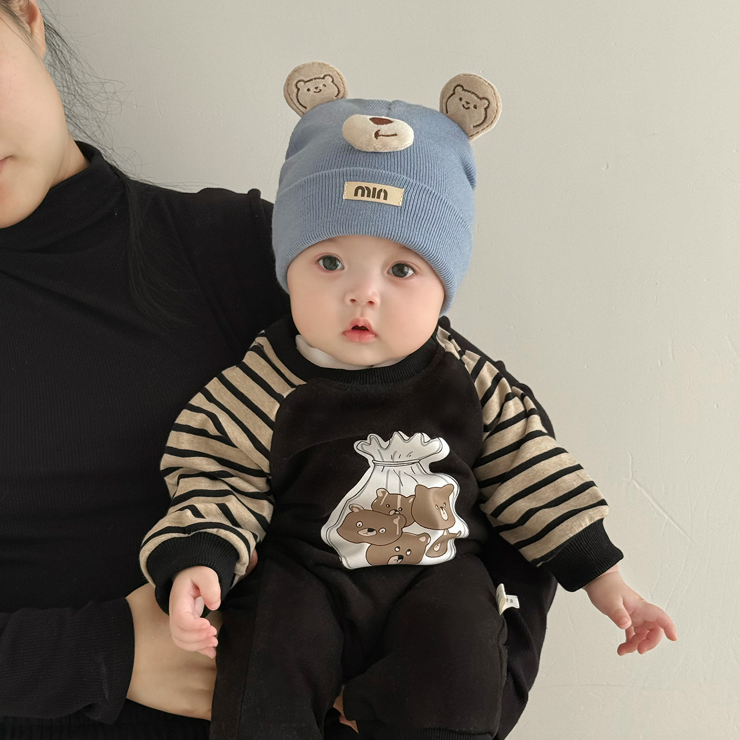 婴儿帽子秋冬毛线帽洋气可爱