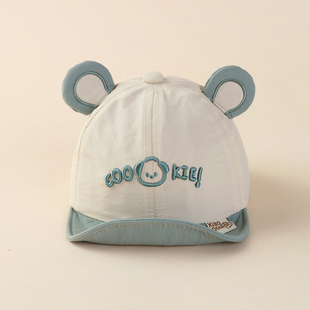 婴儿帽子薄款遮阳软檐鸭舌帽速干透气可爱超萌小月龄宝宝棒球帽男