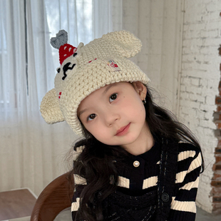 儿童帽子女孩秋冬季毛线帽可爱搞怪保暖护耳针织帽女童加厚防寒帽