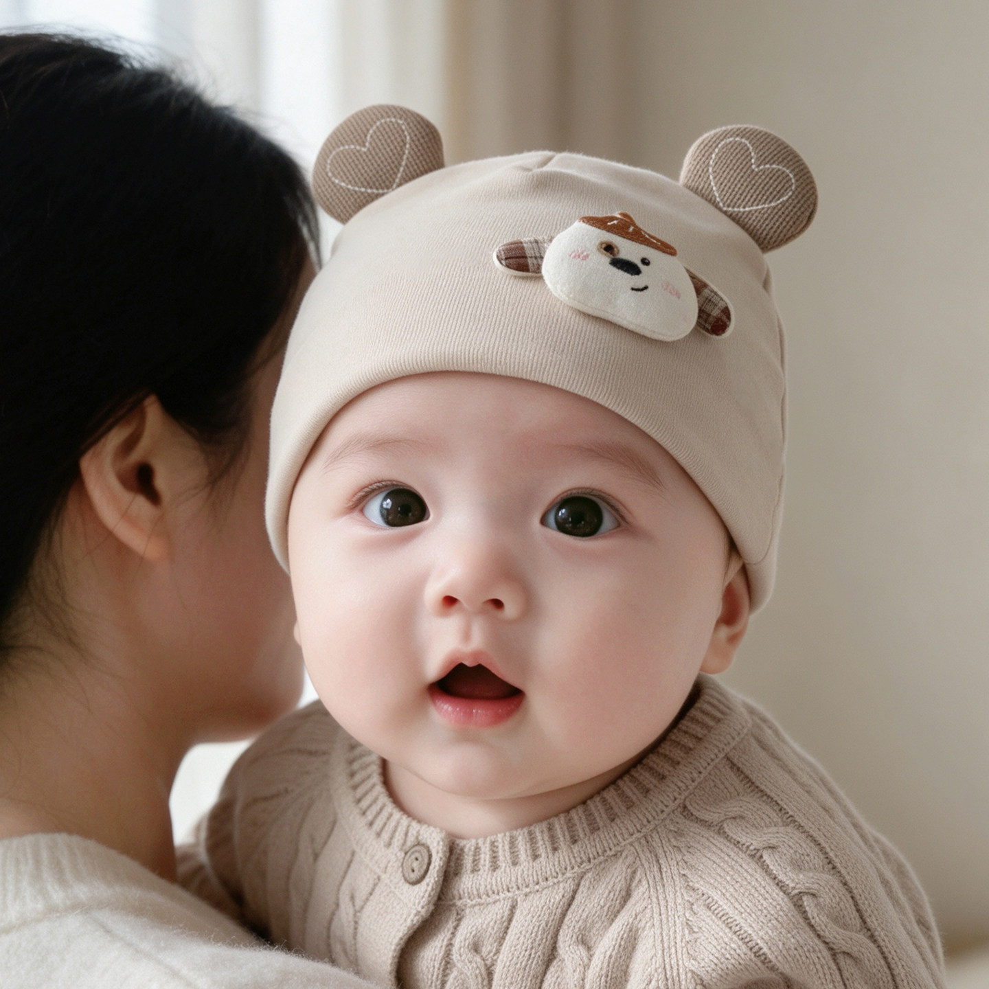 胎帽新生婴儿帽子0到3个月秋冬季