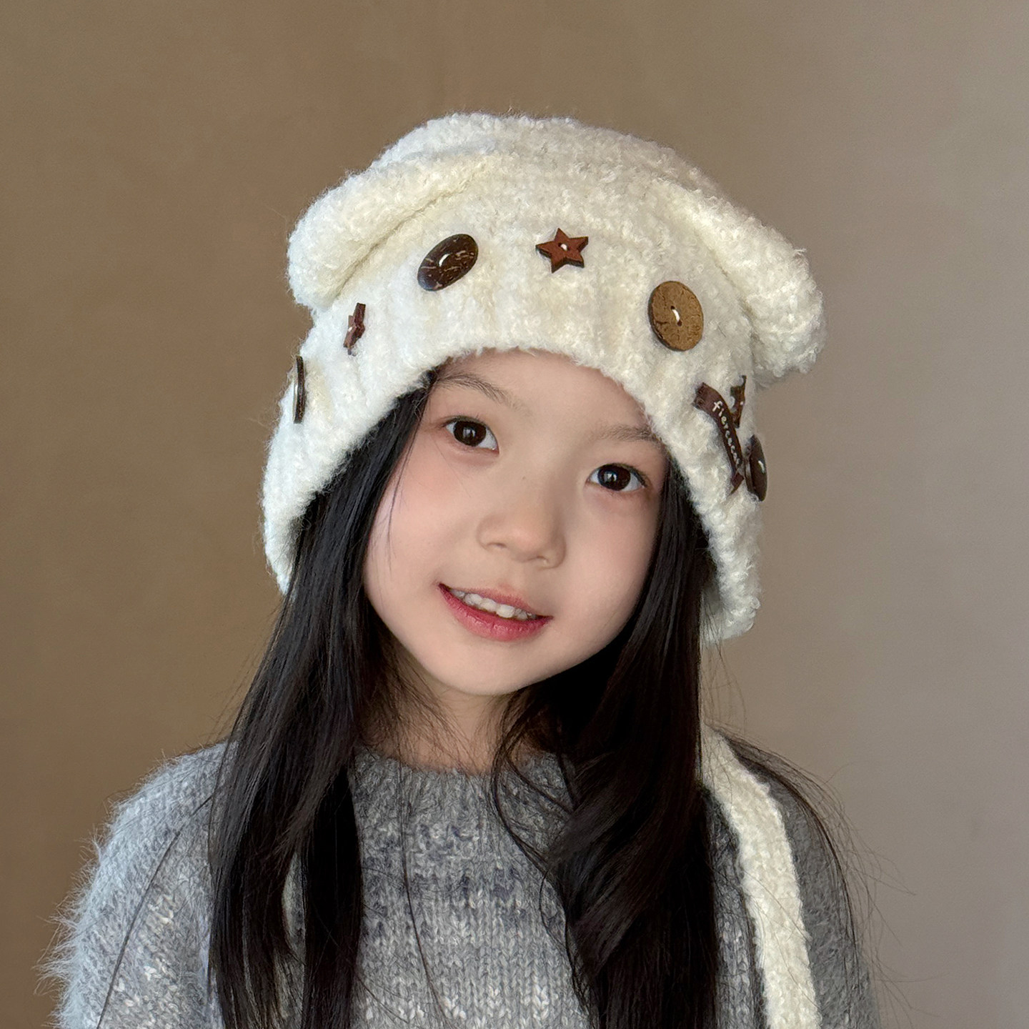 儿童帽子女孩毛线帽韩版甜美