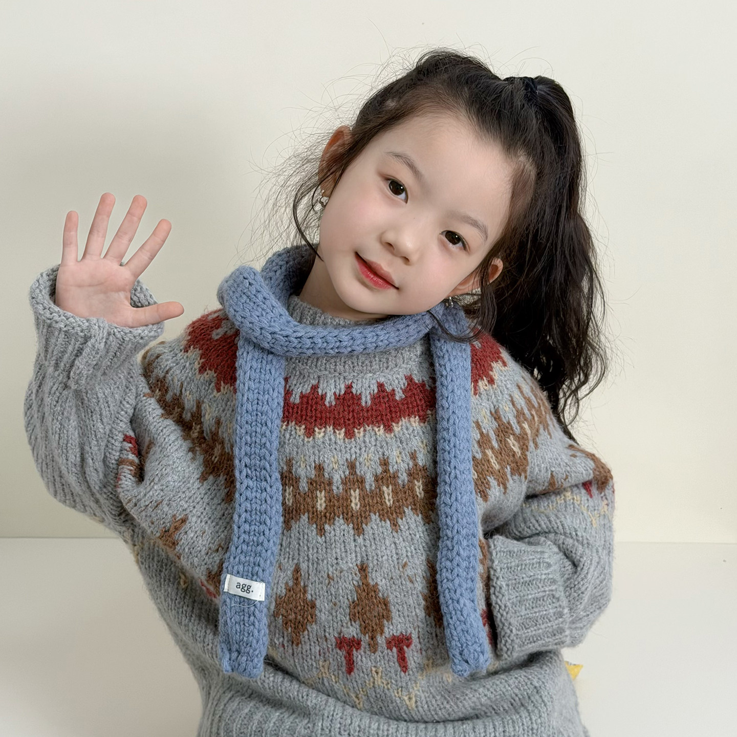儿童围巾女款2025新款冬季女孩保暖护颈女童韩系洋气宝宝小孩男孩
