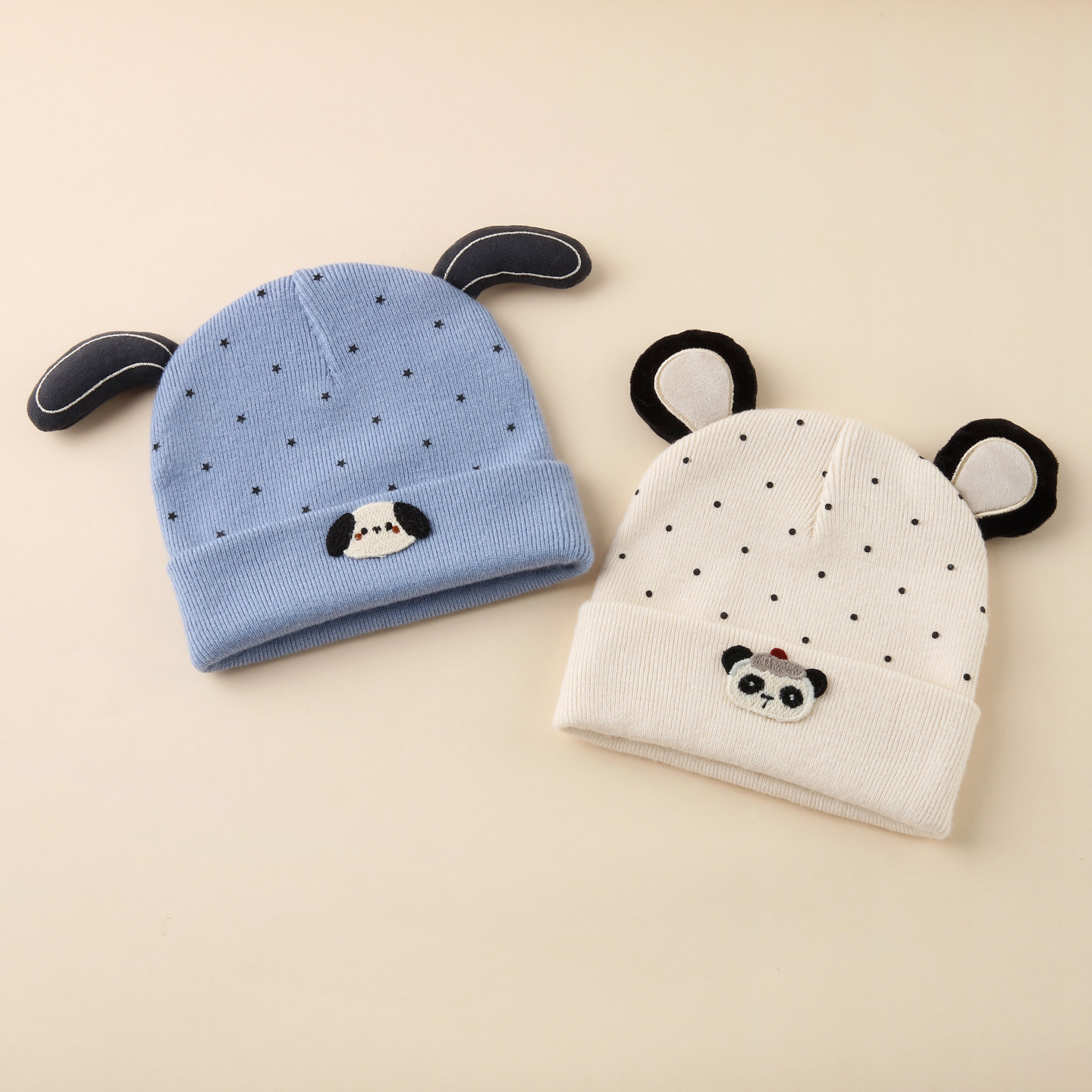 婴儿帽子秋冬季男宝宝毛线帽保暖护耳针织帽0到3个月可爱洋气冬天