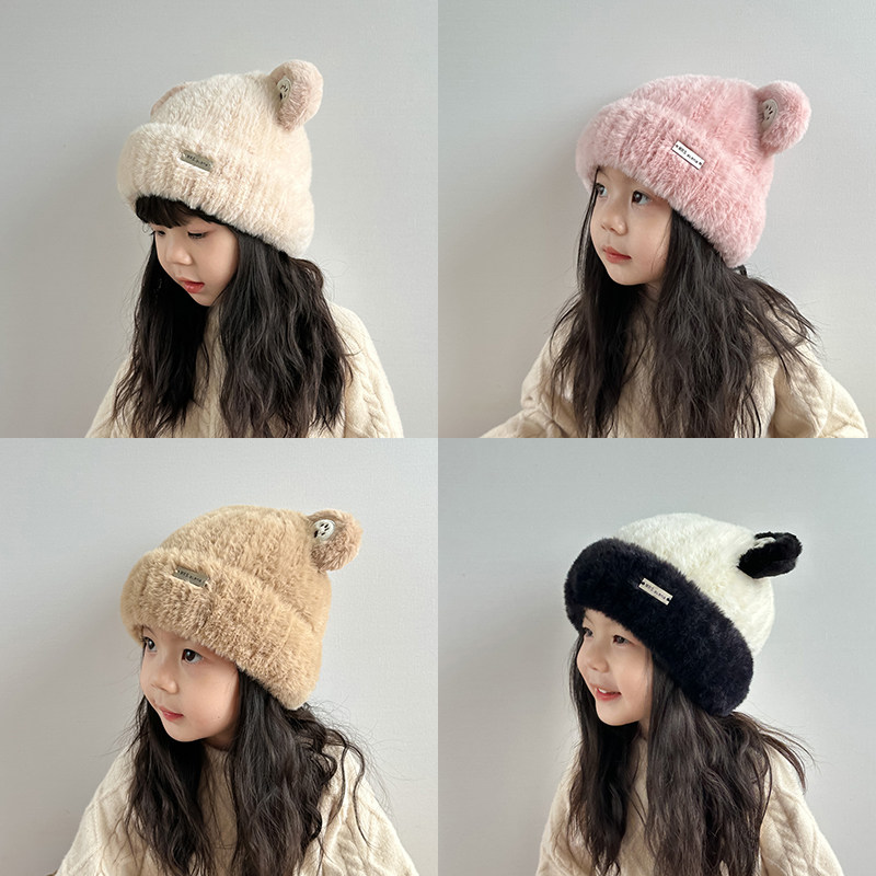 儿童帽子女孩2025新款毛线帽秋冬季保暖女童户外针织帽可爱洋气