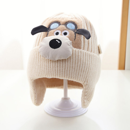 儿童帽子男孩2025新款毛线帽护耳