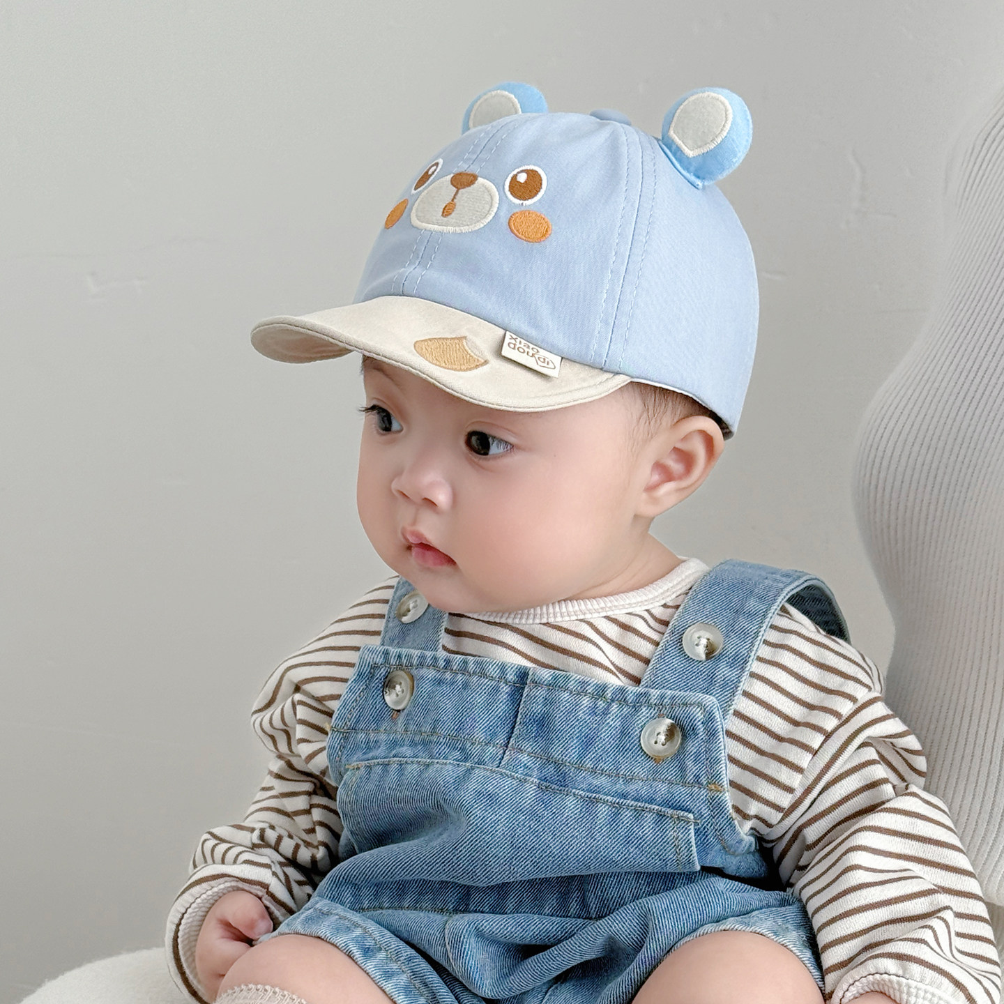 婴儿帽子春秋季薄款遮阳软檐鸭舌帽可爱超萌男宝宝防晒棒球帽洋气