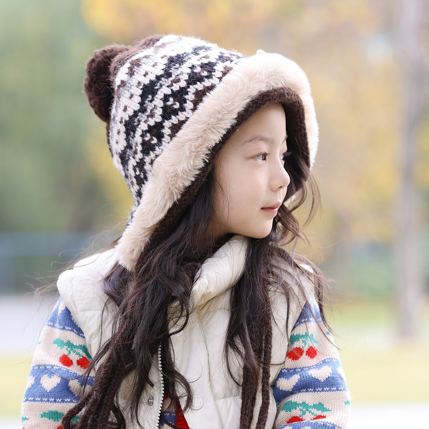 女童保暖护耳毛线帽洋气百搭