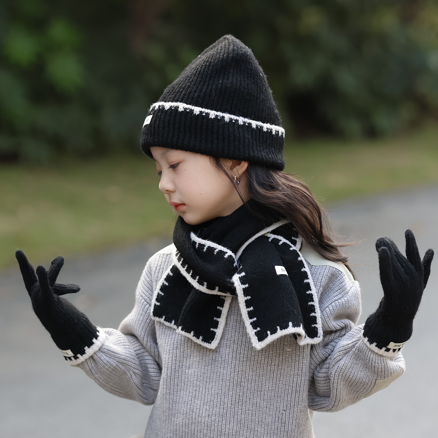 儿童帽子围巾三件套秋冬季保暖防寒毛线帽女孩女童2025新款针织帽,童装/婴儿装/亲子装,帽子,淘宝优惠券,粉丝福利购,淘宝优惠卷