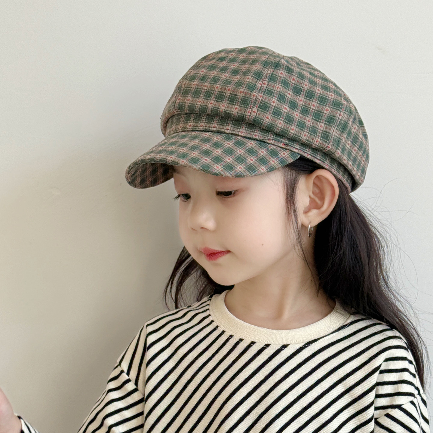儿童帽子女孩复古报童帽八角帽