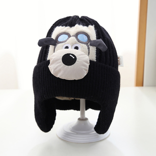 儿童帽子秋冬季保暖护耳毛线帽冬天防寒可爱防风针织帽男孩男童帽