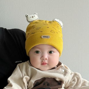 婴儿帽子秋冬季宝宝毛线帽6到12个月可爱超萌婴幼儿针织帽保暖帽