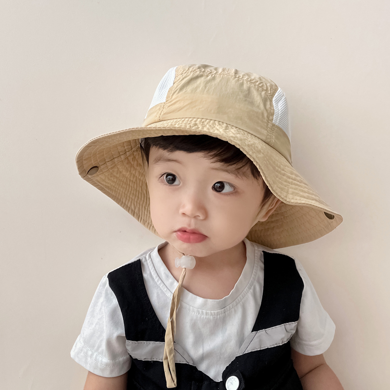 儿童防晒帽子男孩速干遮阳帽薄款男童大帽檐渔夫帽韩版户外太阳帽