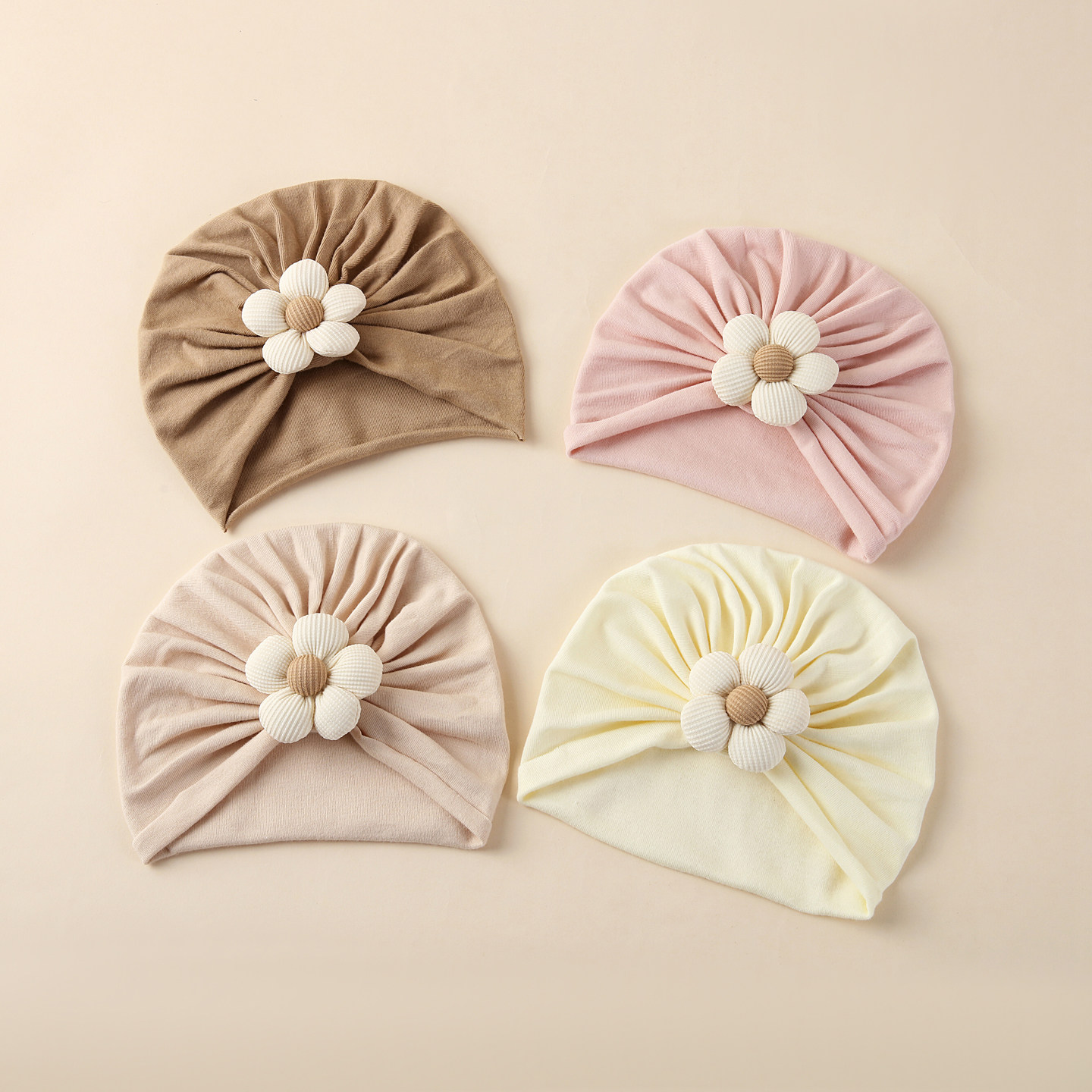 婴儿帽子0到3个月新生儿胎帽秋冬季宝宝印度帽六个月护囟门帽洋气