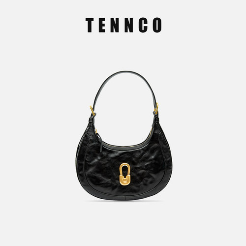 tennco原创真皮褶皱半月包腋下包