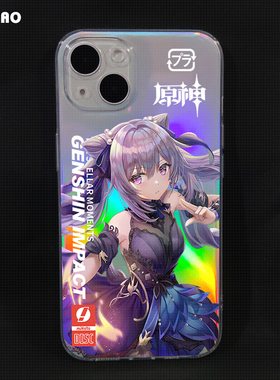原神刻晴插画iPhone13适用苹果14手机壳华为11透明VIVO小米12镭射xsmax荣耀80pro一加ace2动漫透明保护套