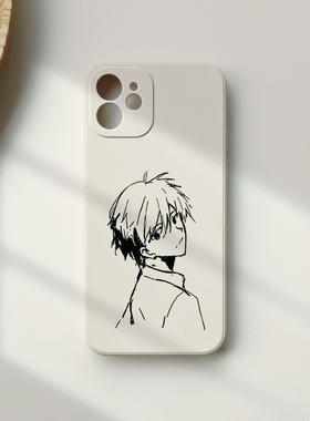 动漫周边适用苹果14手机壳iPhone13华为小米13磨砂直边8p白色xr古董白福音战士eva渚薰明日香绫波丽碇真嗣