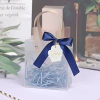 Подарочная сумка+темно -синяя лента+тег торта на день рождения+трава лафита