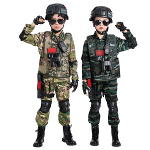 儿童迷彩服套装男童特种兵春季男孩警察服厚小孩加绒童装军训服装