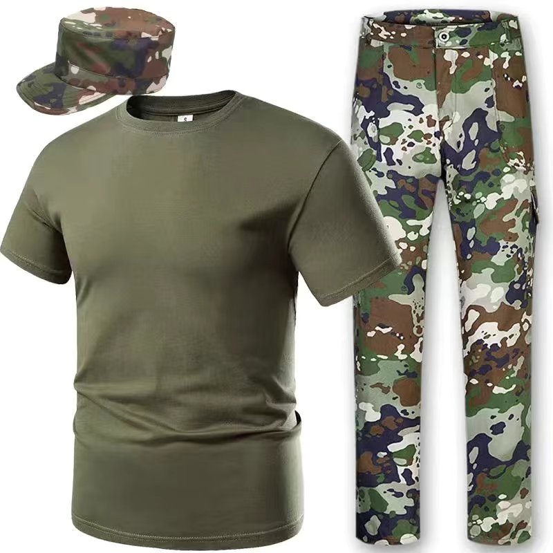 夏季合肥军训服套装绿纯色图片