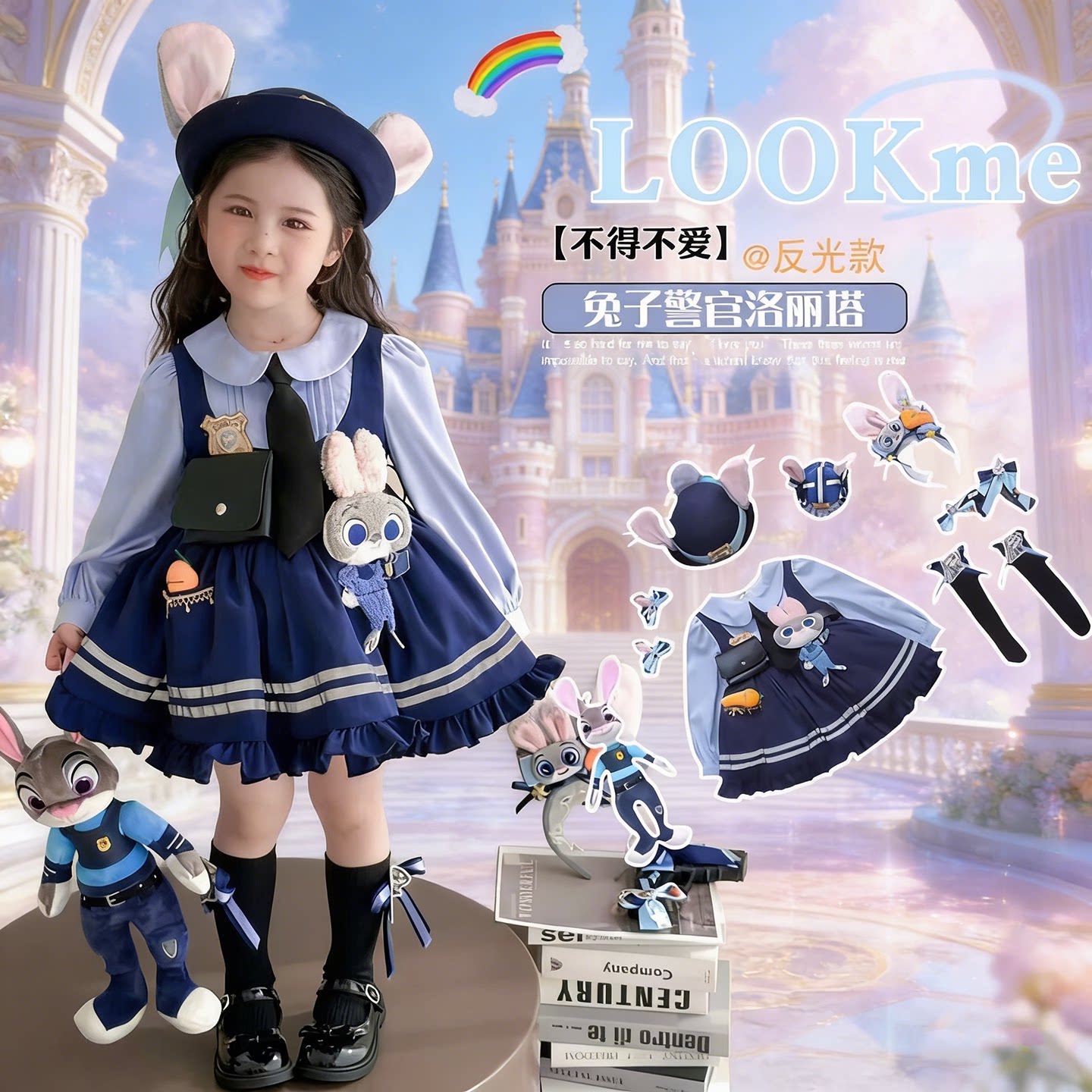 兔子警官衣服朱迪女童连衣裙演出服洛丽塔cos服迪士尼公主裙套装