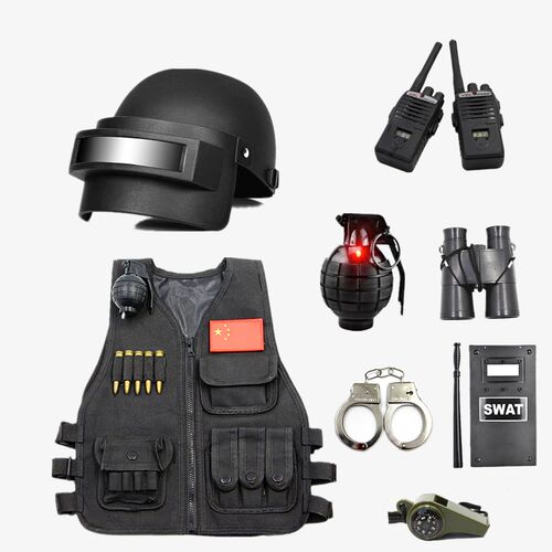 儿童角色扮演交通警服反光马甲男