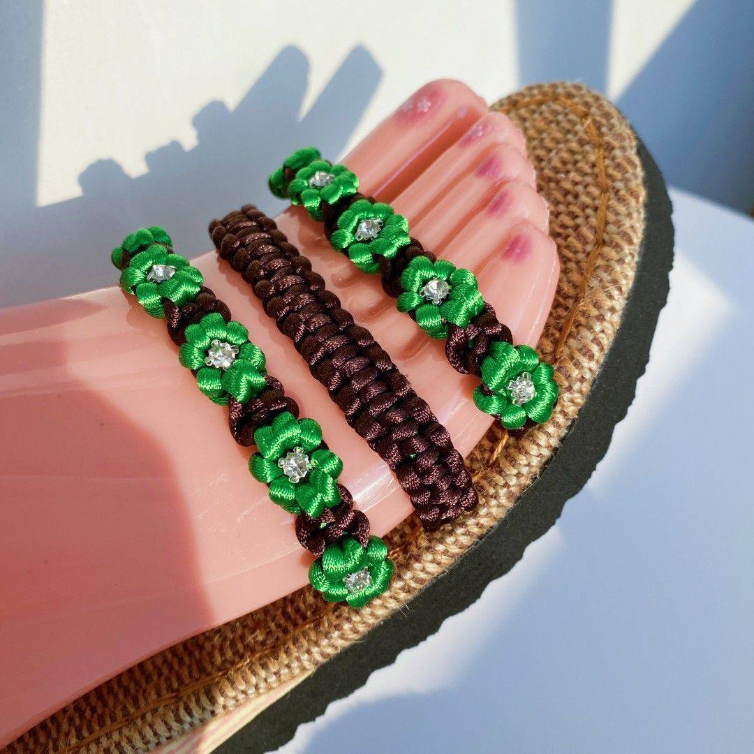 【桃花朵朵开】中国结线手工DY编织凉拖鞋材料包配视频教程非成品