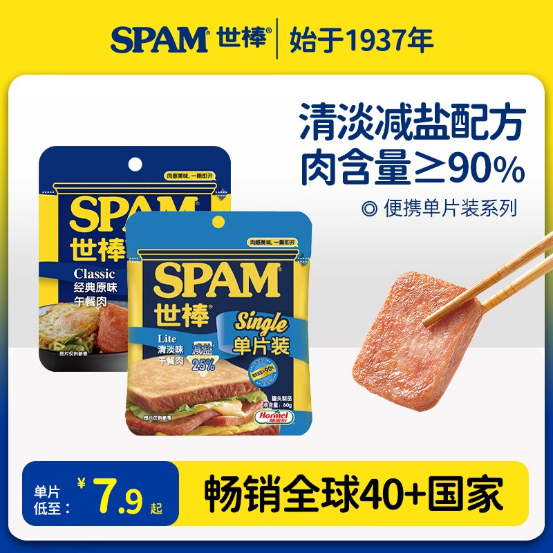 世棒午餐肉官方猪肉熟食午餐肉单独小包装开袋即食早餐单片分享装属于什么档次？