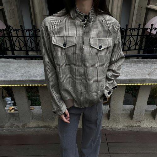 威尔士亲王千鸟格夹克外套