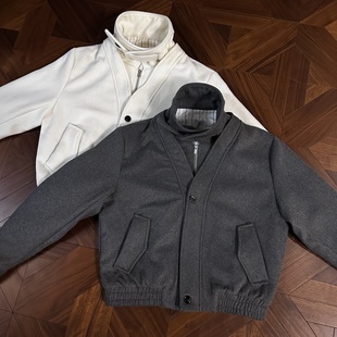 RTIMFD假两件双门禁可切换领50羊毛夹克正肩利落版型夹克外套春季