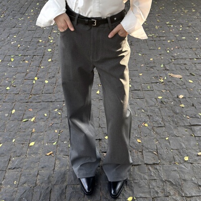 通勤修身微喇TR混纺立体西装裤