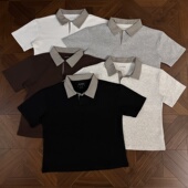 RTIMFD千鸟格拼接太空棉polo松弛短袖 Cleanfit短宽抗皱t恤老钱风