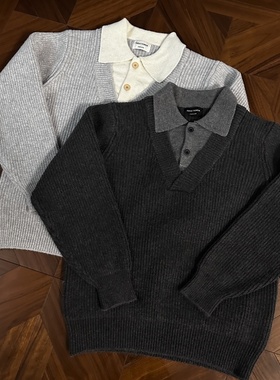 RTIMFD双色V领仿羊绒假两件毛衣miu混纺拼色可贴肤亲肤老钱针织衫