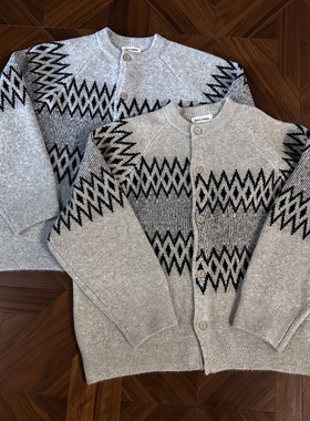 RTIMFD羊毛椰壳扣错位费尔岛高智学院感提花衫毛衣圆领针织针织衫